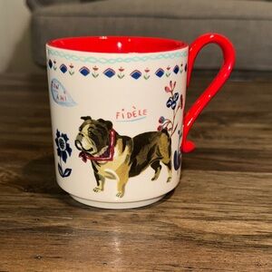 NEW Anthropologie Nathalie Lete Heritage Stoneware Dog Coffee Mug Cup Red